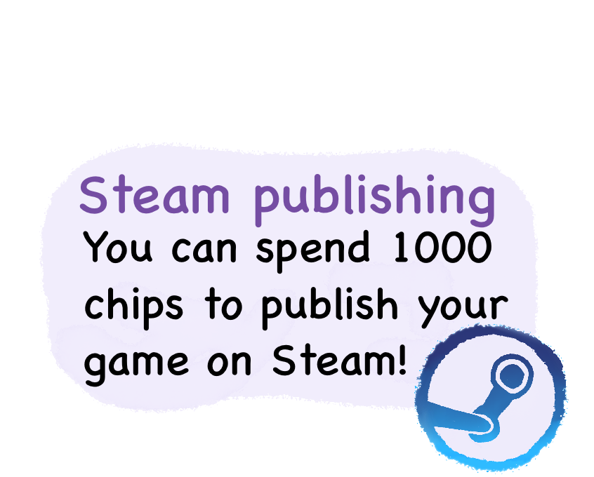 Steam Publishing - You can spend 1000 chips to publish your game on Steam