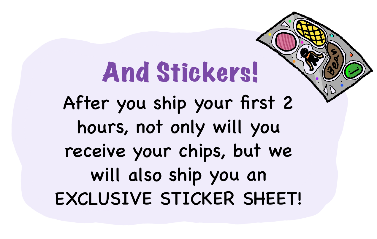 And Stickers! You won't receive anything until you ship your first 10 hour devlog, but after you do, not only will you get 500 chips, but you will also get an EXCLUSIVE STICKER SHEET!!